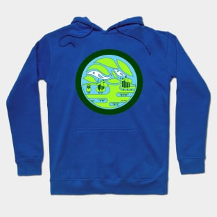 lake wetland creek ecosystem ecopop with sky birds art Hoodie